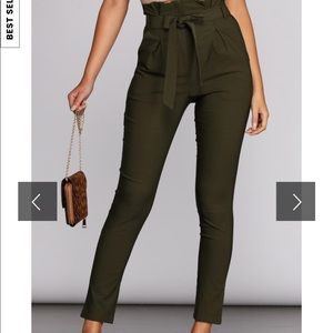 Paper bag skinny pants
